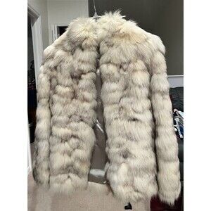 KES II Real Silver Fox Fur Coat Women’s Small Authentic Vintage Luxury
